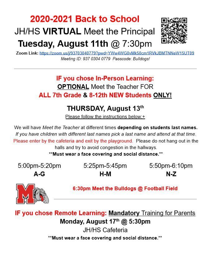 Miles JH/HS Back to School Events